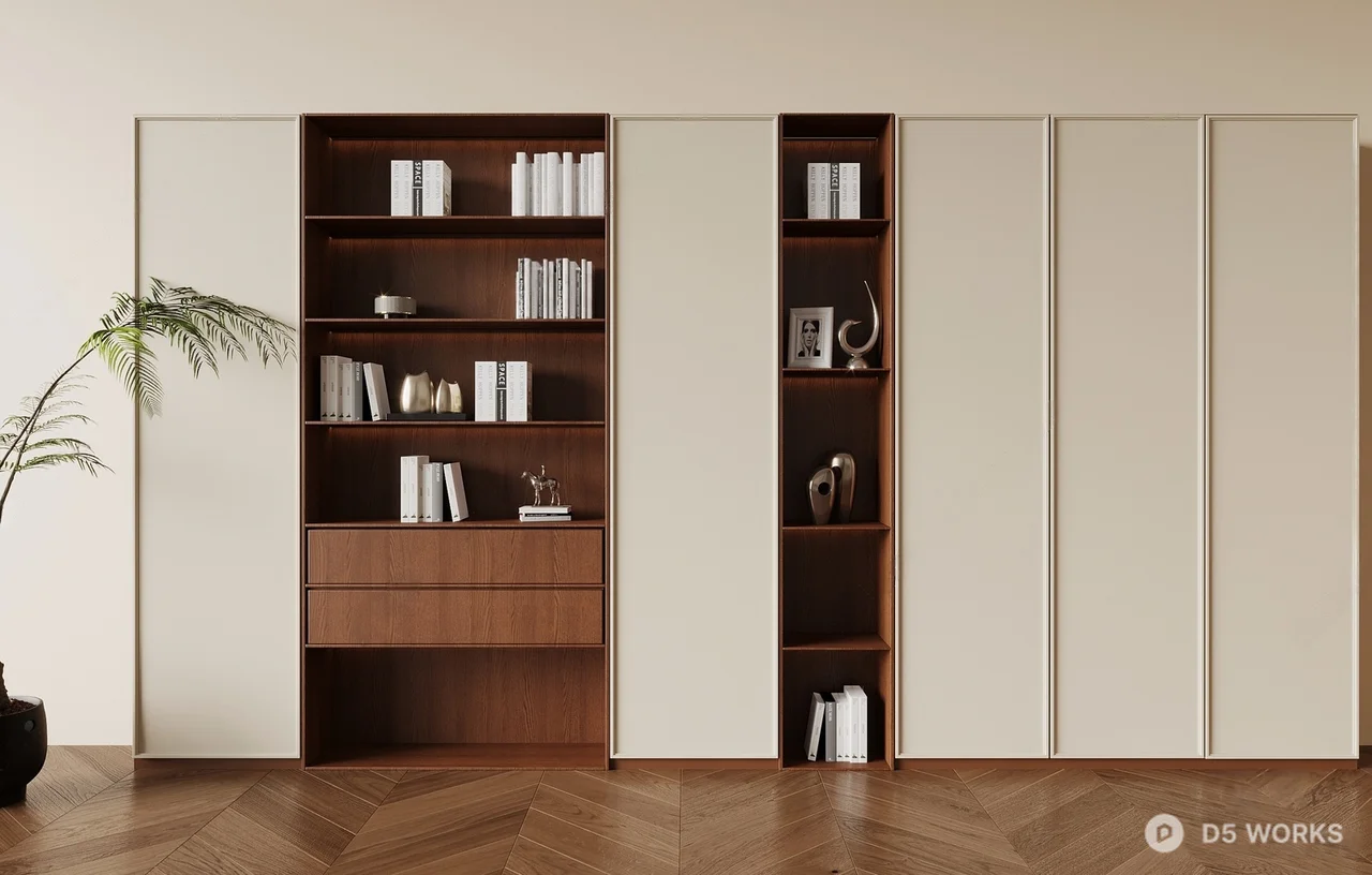 Minimalist Wooden Bookcase 3d model - Image 1