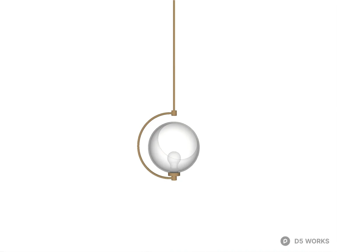 Modern Minimalist Brass Globe Pendant Light 3d model thumbnail 2