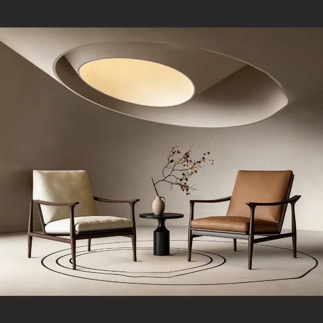 Wabi-sabi style Armchair and Side Table Set 3d model