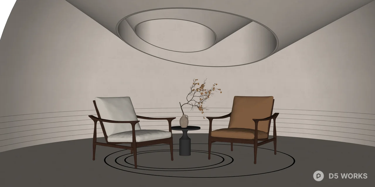 Wabi-sabi style Armchair and Side Table Set 3d model thumbnail 2