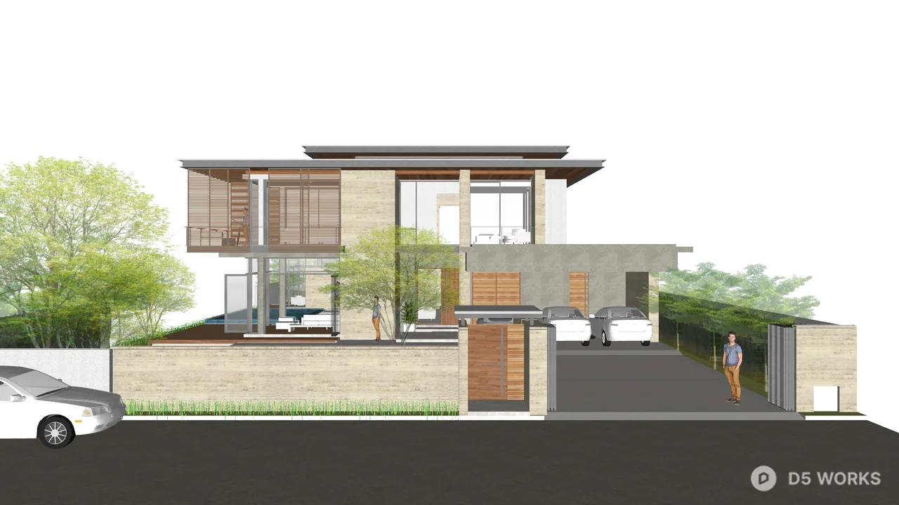 Modern Single-Family Villa With Courtyard And Greenery 3d model - Image 1