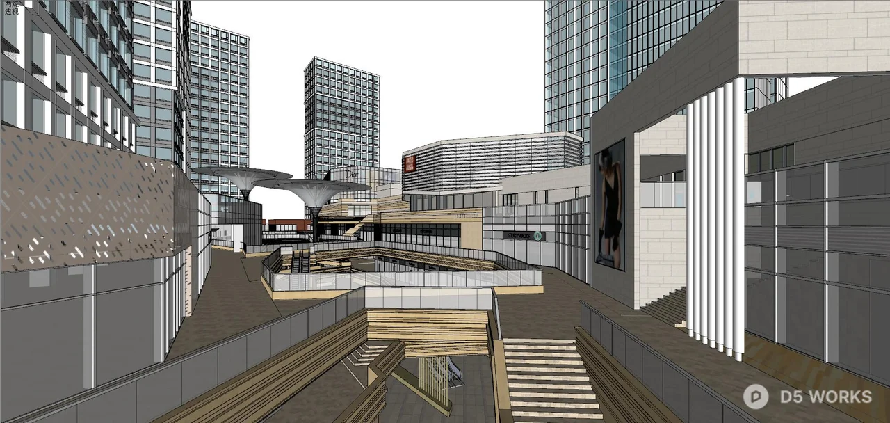 Modern Commercial Complex With Glass Facade 3d model thumbnail 6