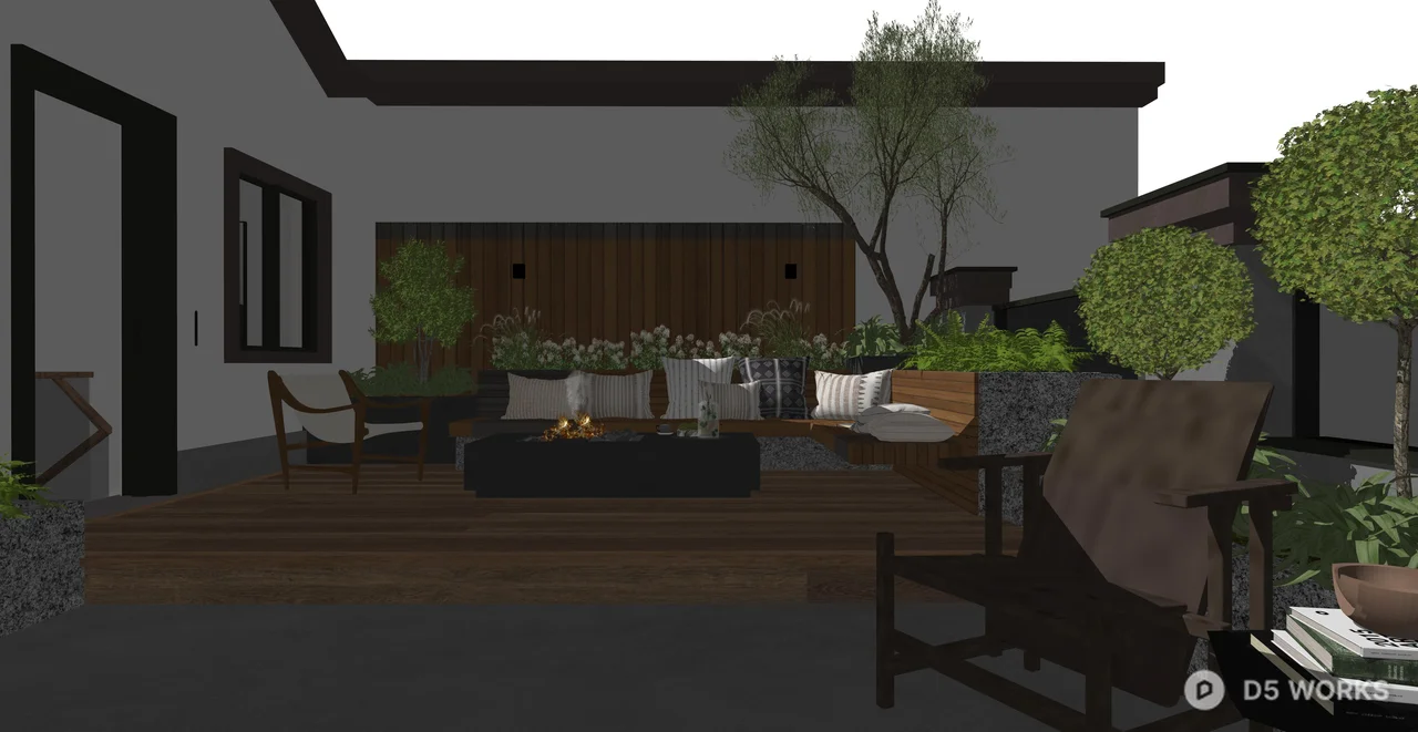 Modern Luxury Rooftop Terrace Garden Scene 3d model thumbnail 2