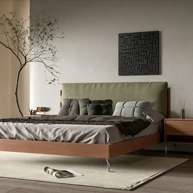 Modern Bedroom Furniture Set with Wooden Bed 3d model