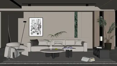 Minimalist Living Room with Neutral Tones 3d model