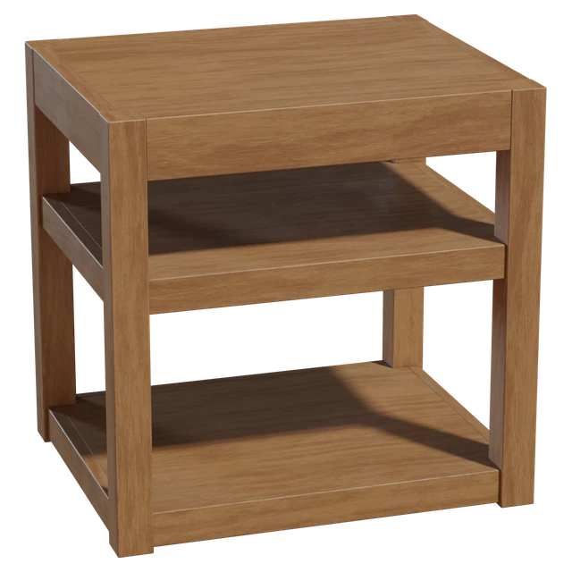 Minimalist Wooden Nightstand with Shelves 3d model
