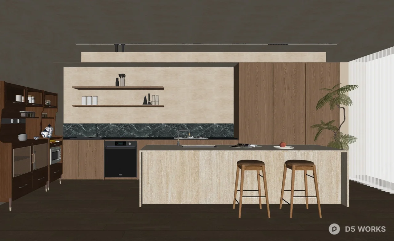 Open Kitchen 3d model thumbnail 2