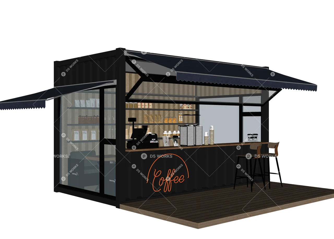 Industrial Restaurant Building 3d model thumbnail 3