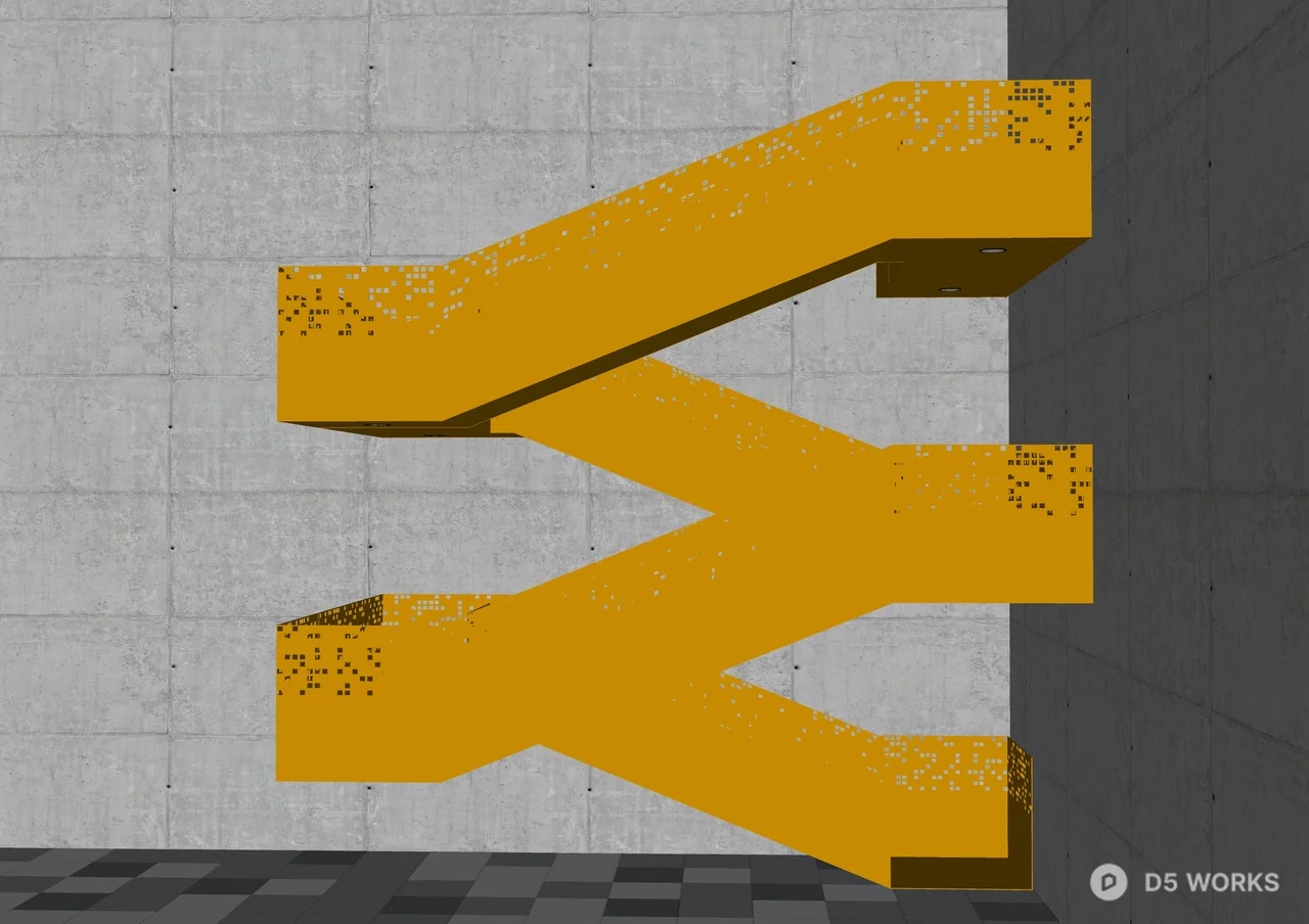 Yellow Zigzag Staircase 3d model thumbnail 3