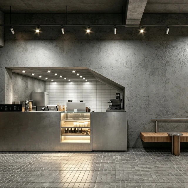 Modern Industrial Tea Shop Interior Scene 3d model