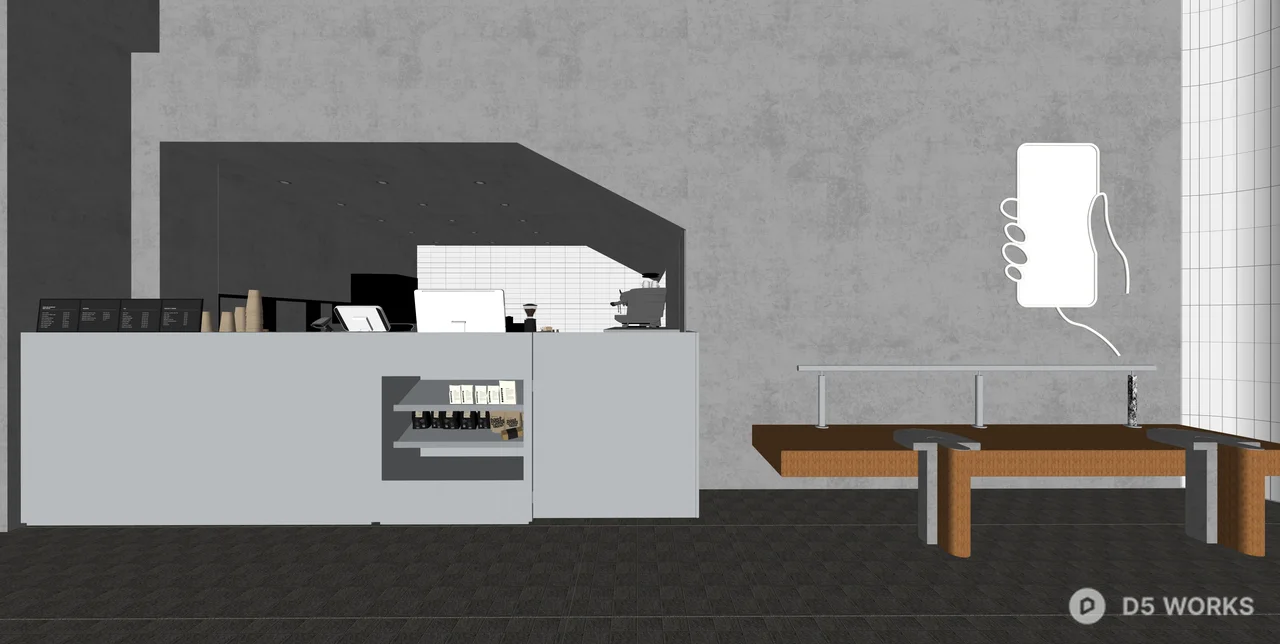 Modern Industrial Tea Shop Interior Scene 3d model thumbnail 2
