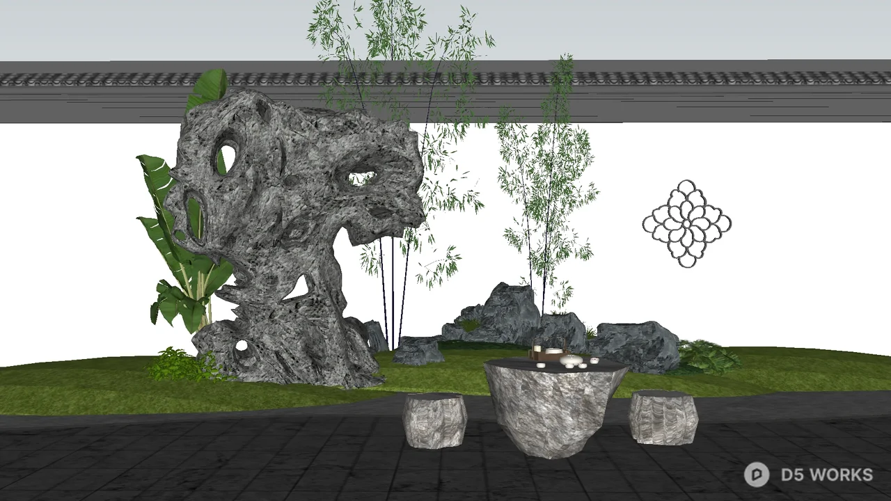 Chinese Style Rockery Sculpture 3d model - Image 1