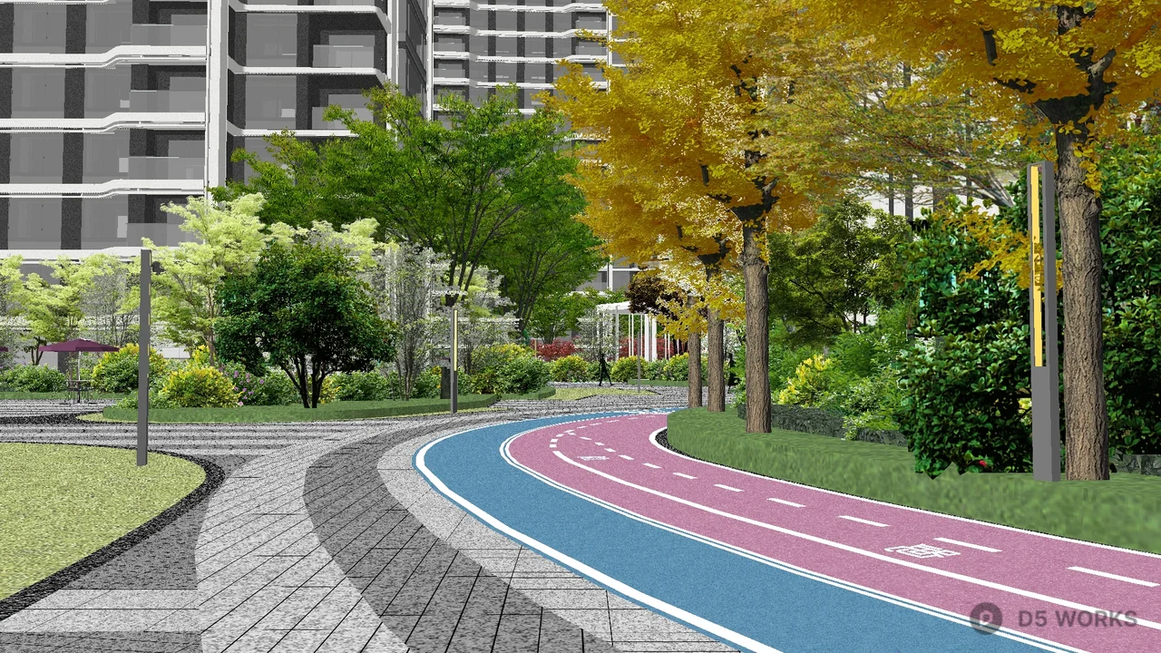 Urban Park With Playground And Running Track 3d model thumbnail 3