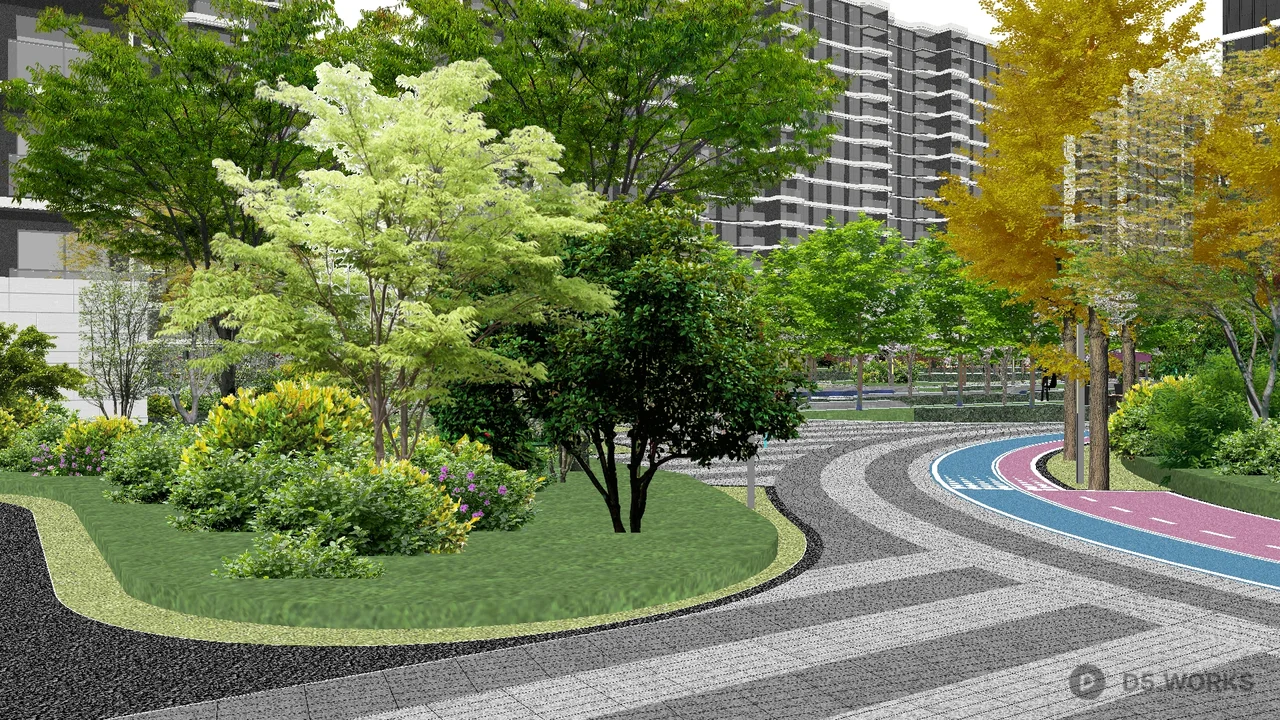 Urban Park With Playground And Running Track 3d model thumbnail 4