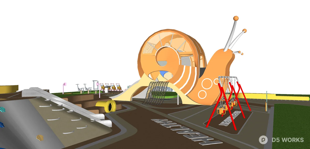 Snail Themed Playground In Park 3d model thumbnail 6
