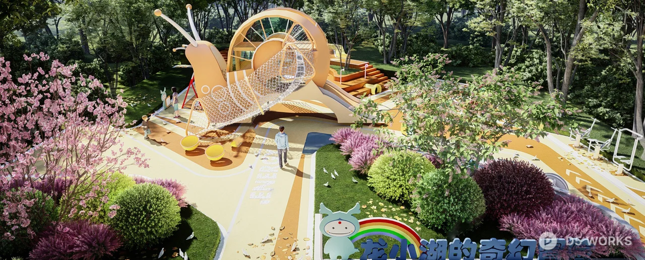 Snail Themed Playground In Park 3d model thumbnail 7