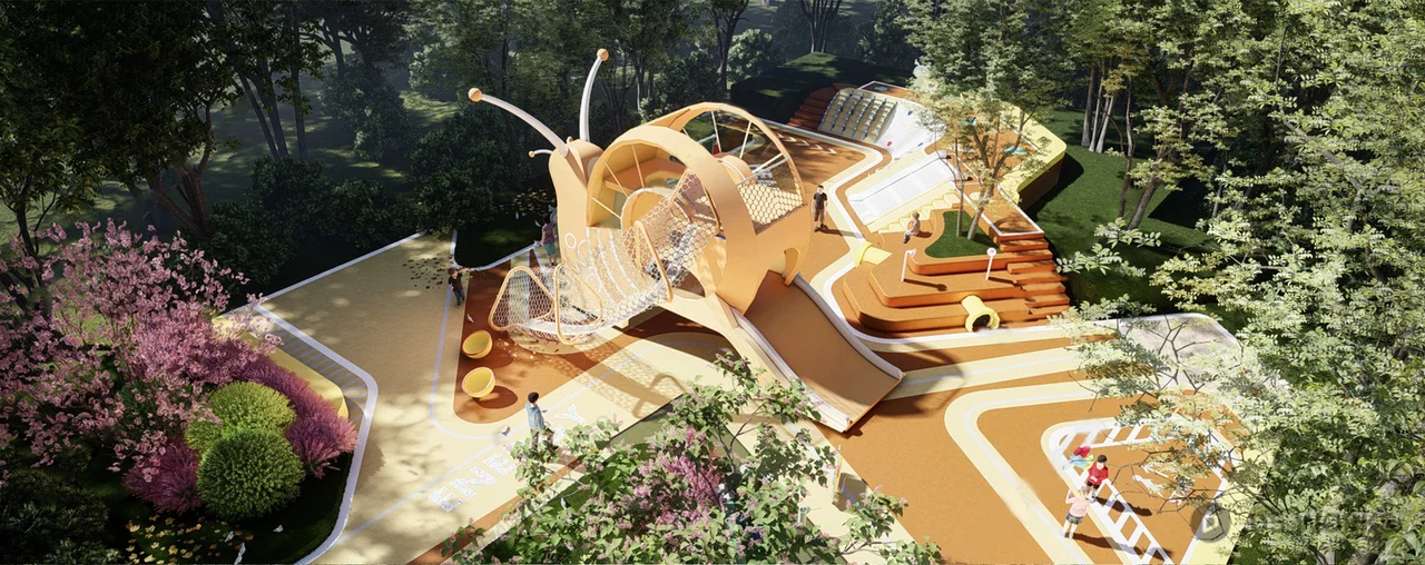 Snail Themed Playground In Park 3d model thumbnail 5