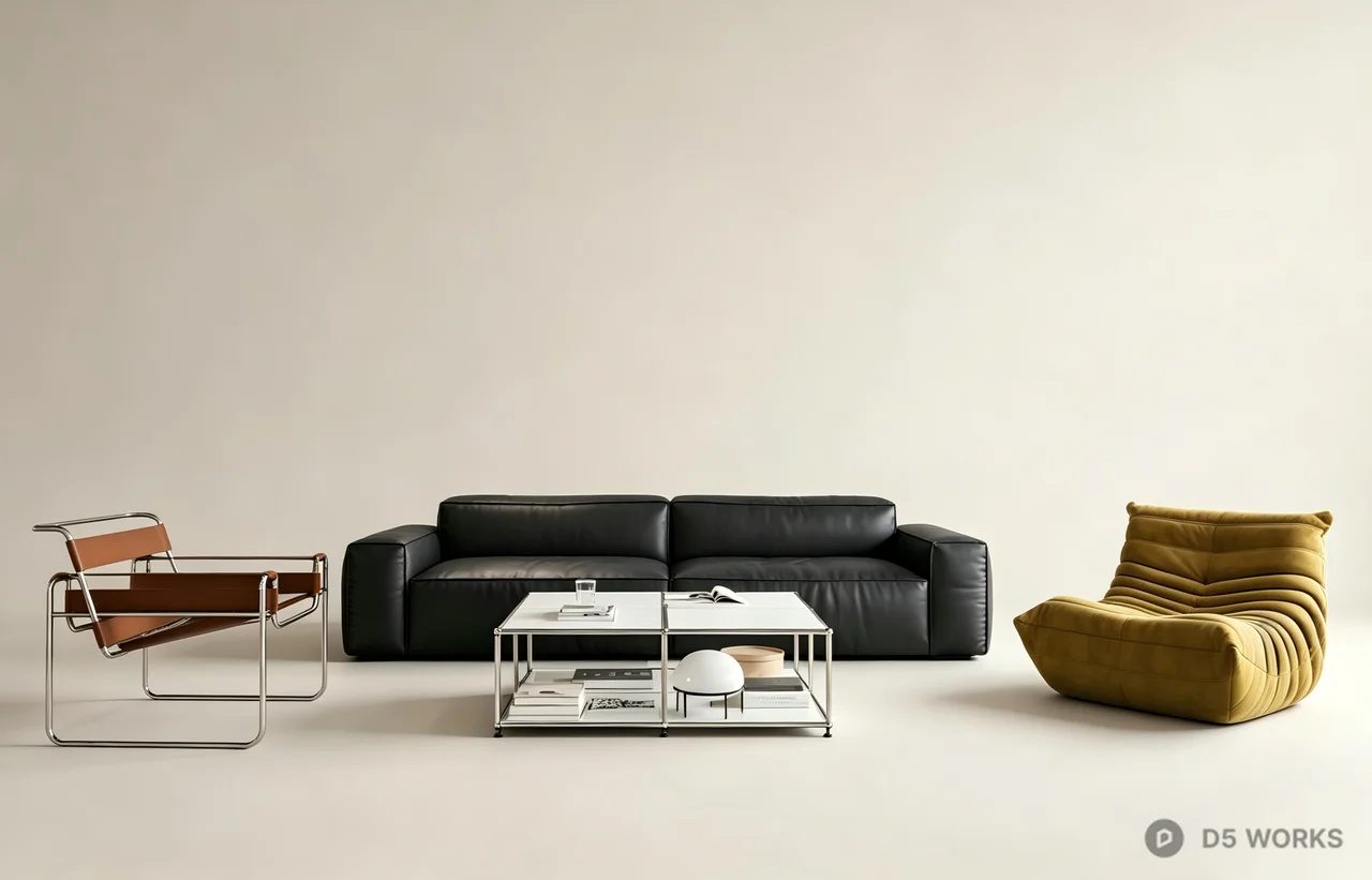 Modern Designer Living Room Furniture Set 3d model - Image 1