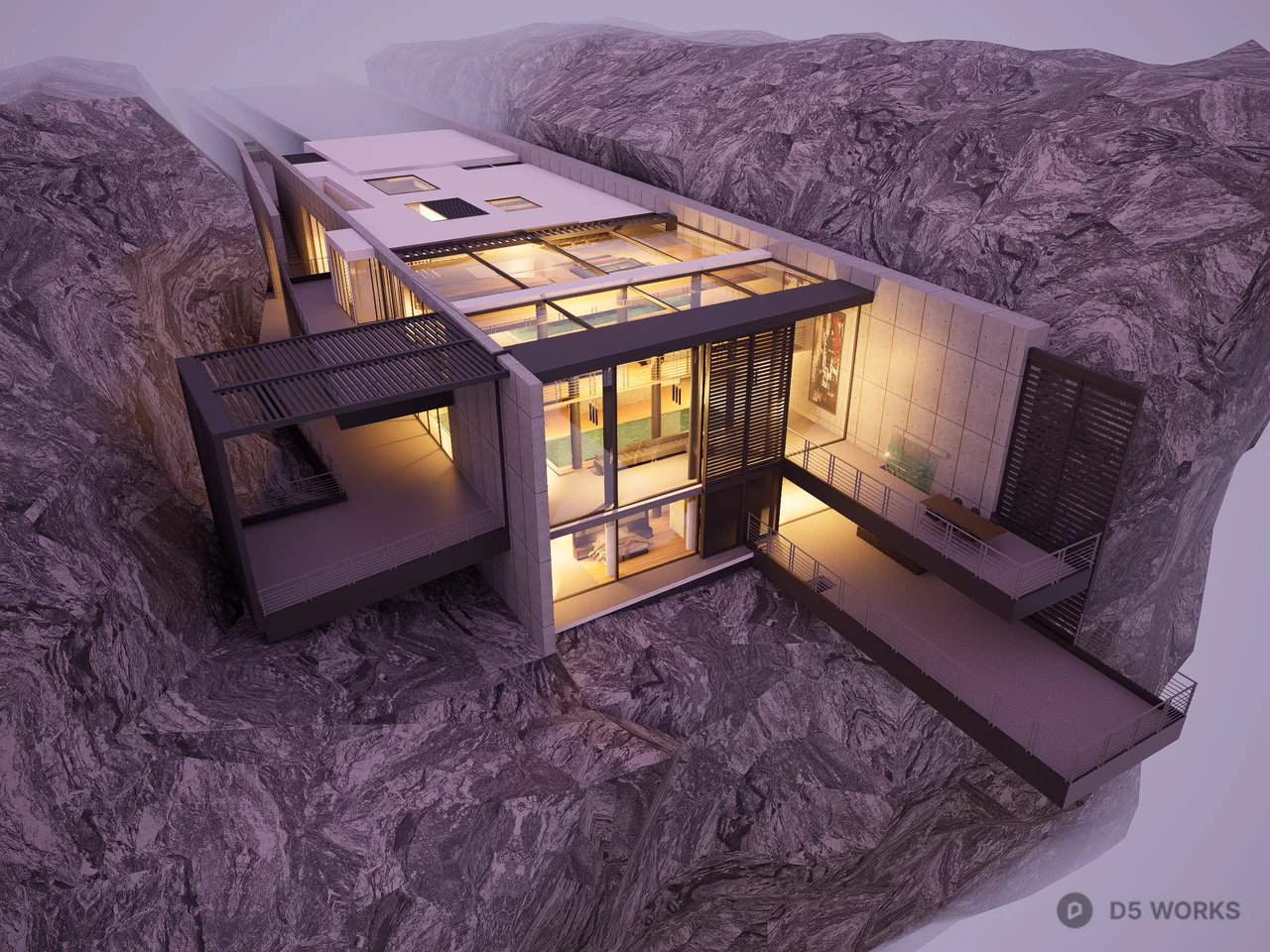 Modern Brutalist Cliffside Villa Concept 3d model - Image 1
