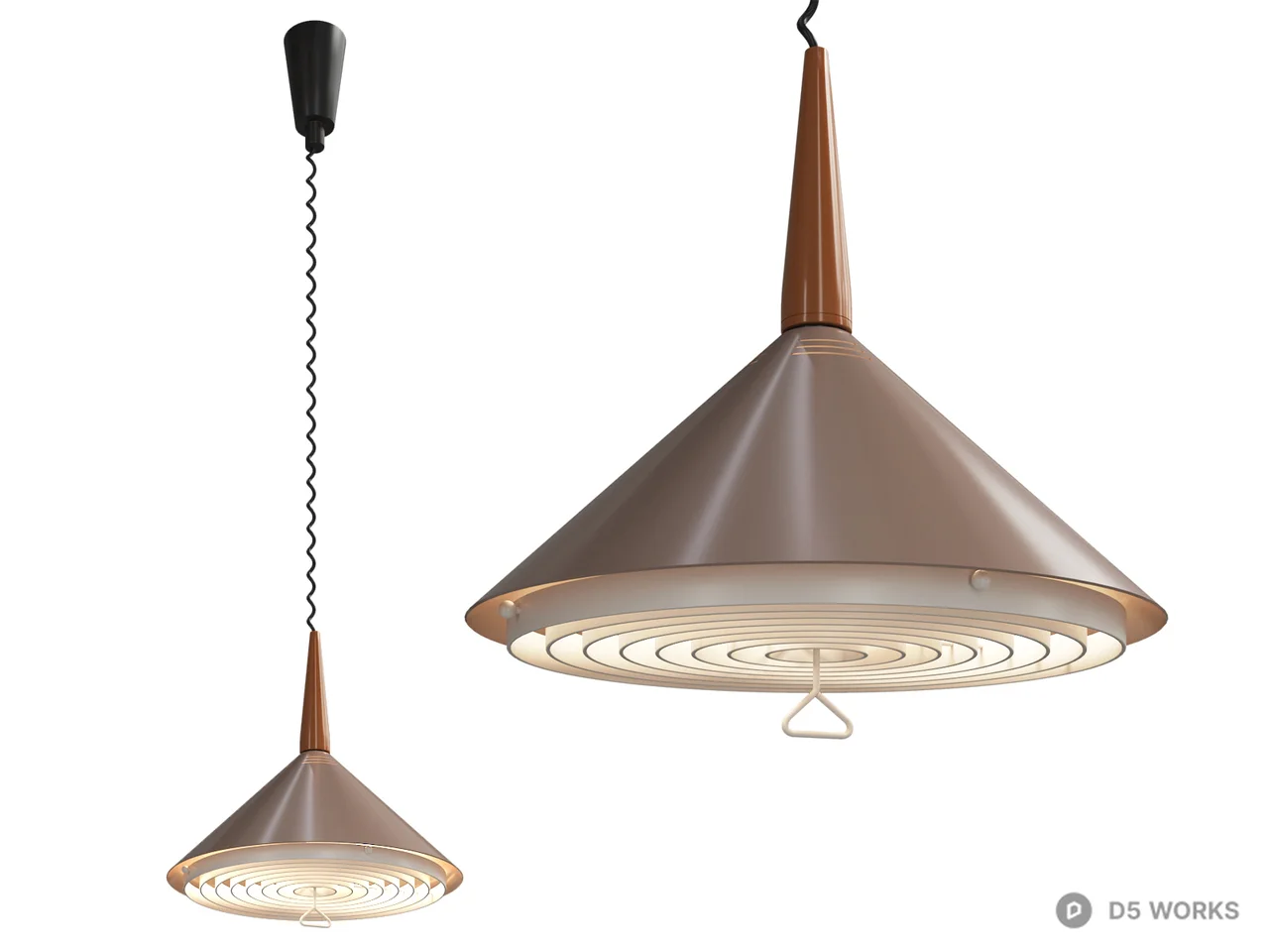 Mid-Century Modern Conical Pendant Light 3d model thumbnail 2