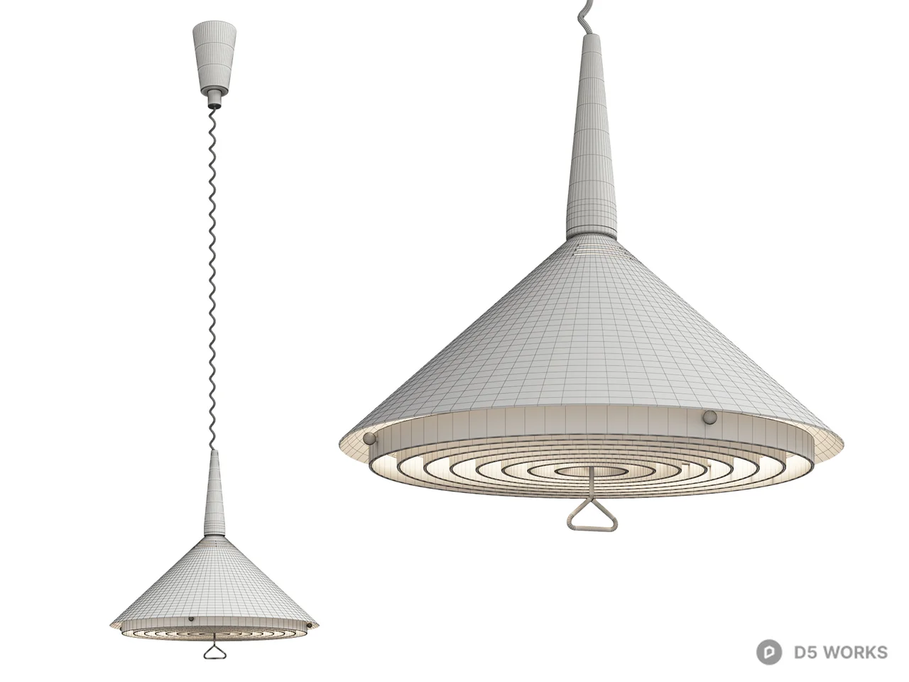 Mid-Century Modern Conical Pendant Light 3d model thumbnail 3