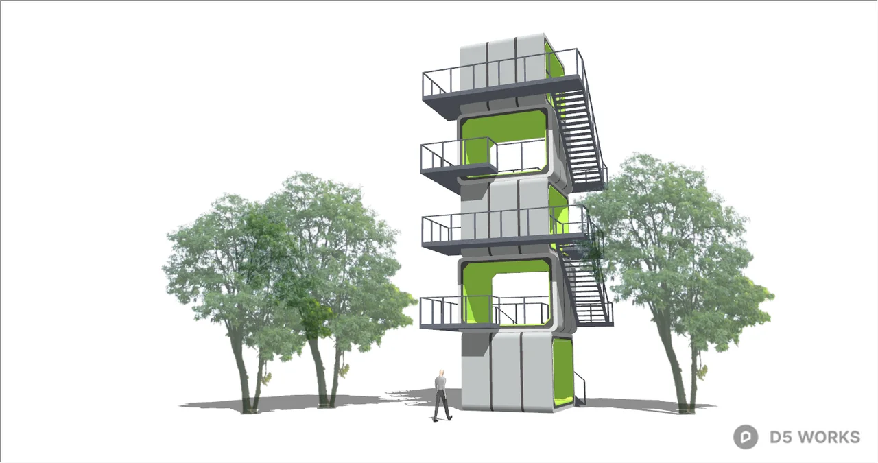 Multi Level Observation Tower 3d model thumbnail 2