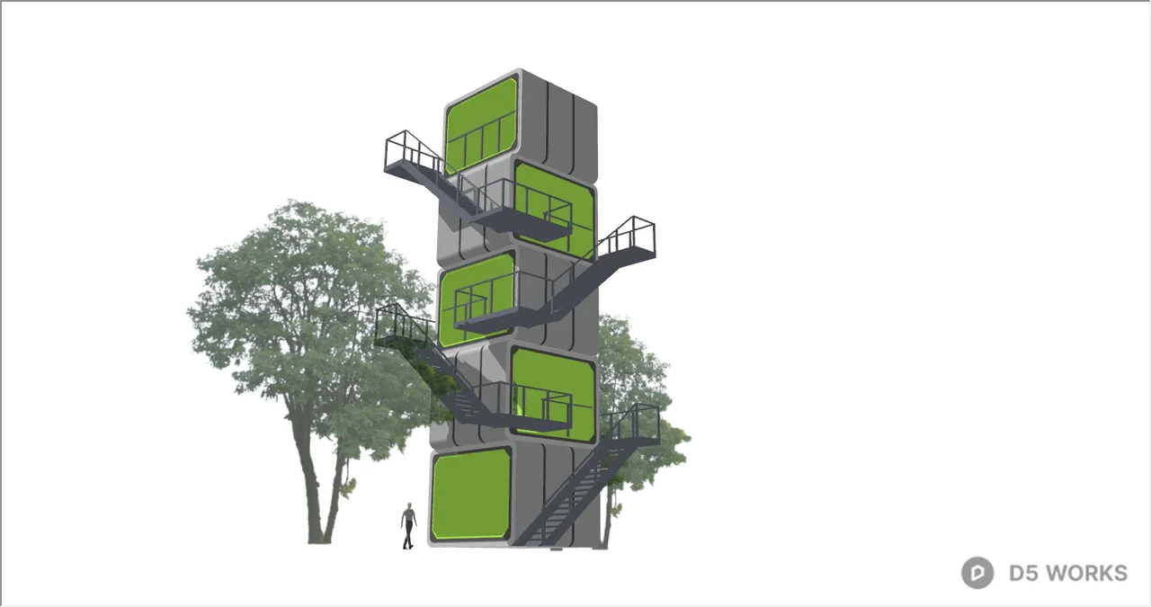 Multi Level Observation Tower 3d model thumbnail 3