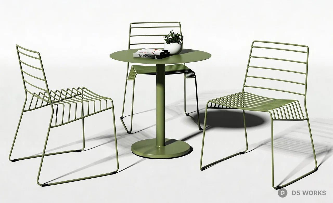 Minimalist Outdoor Table And Chairs Set 3d model - Image 1