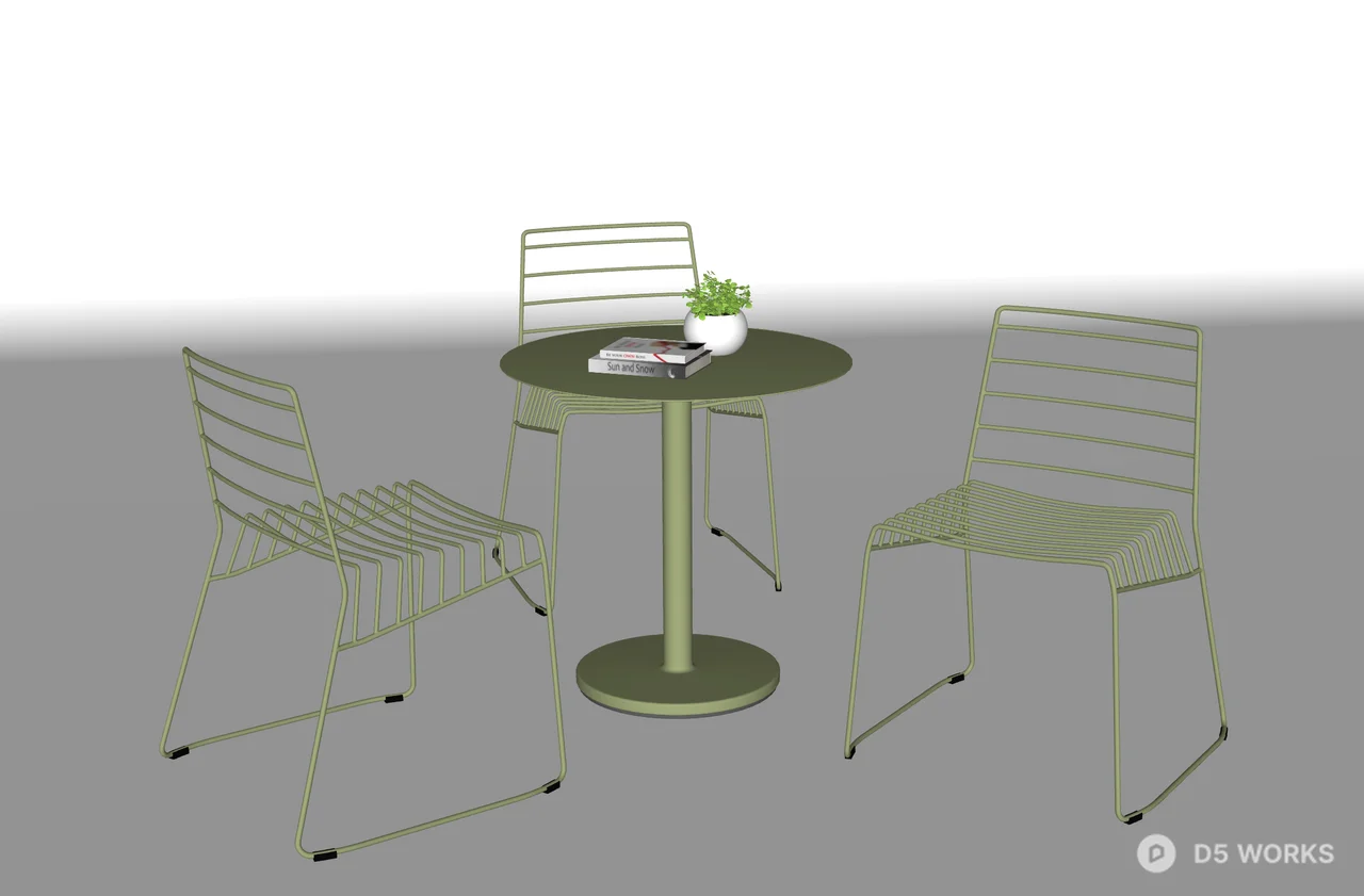 Minimalist Outdoor Table And Chairs Set 3d model thumbnail 2