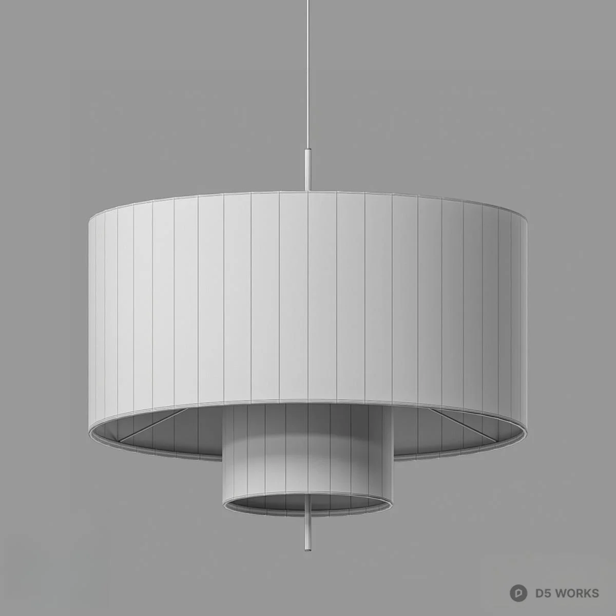 Linen Double Cylinder Pendant Light 3d model thumbnail 2
