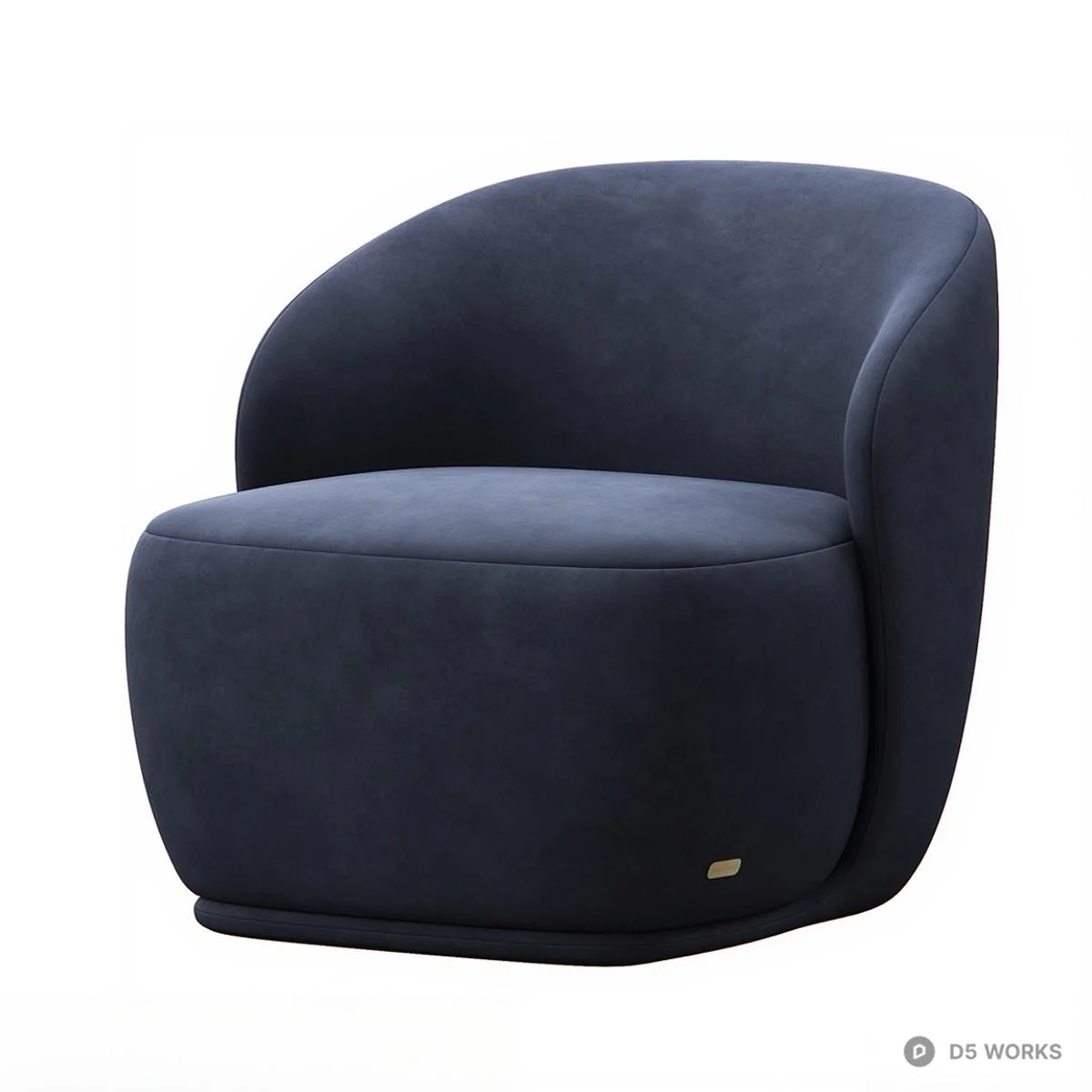 Velvet Upholstered Lounge Chair 3d model thumbnail 5