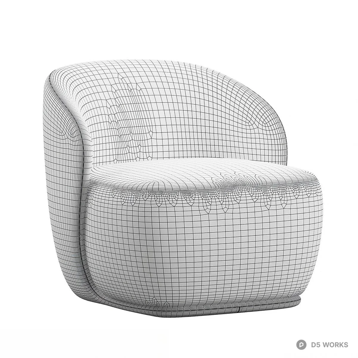 Velvet Upholstered Lounge Chair 3d model thumbnail 4