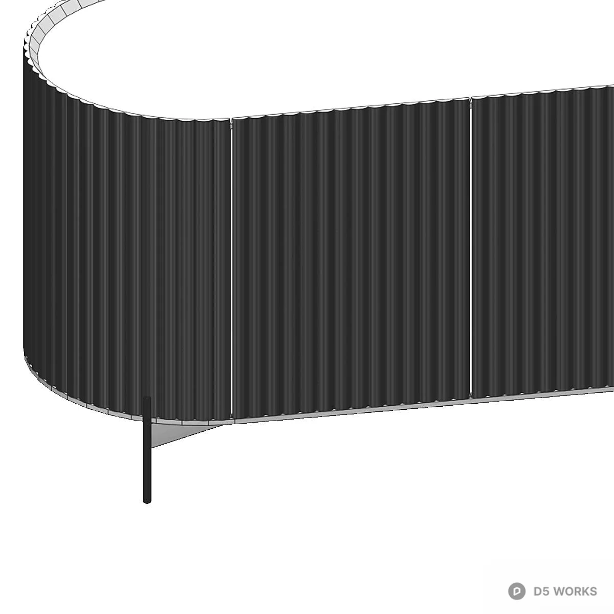 Ribbed Dark Green TV Cabinet With Brass Legs 3d model thumbnail 2