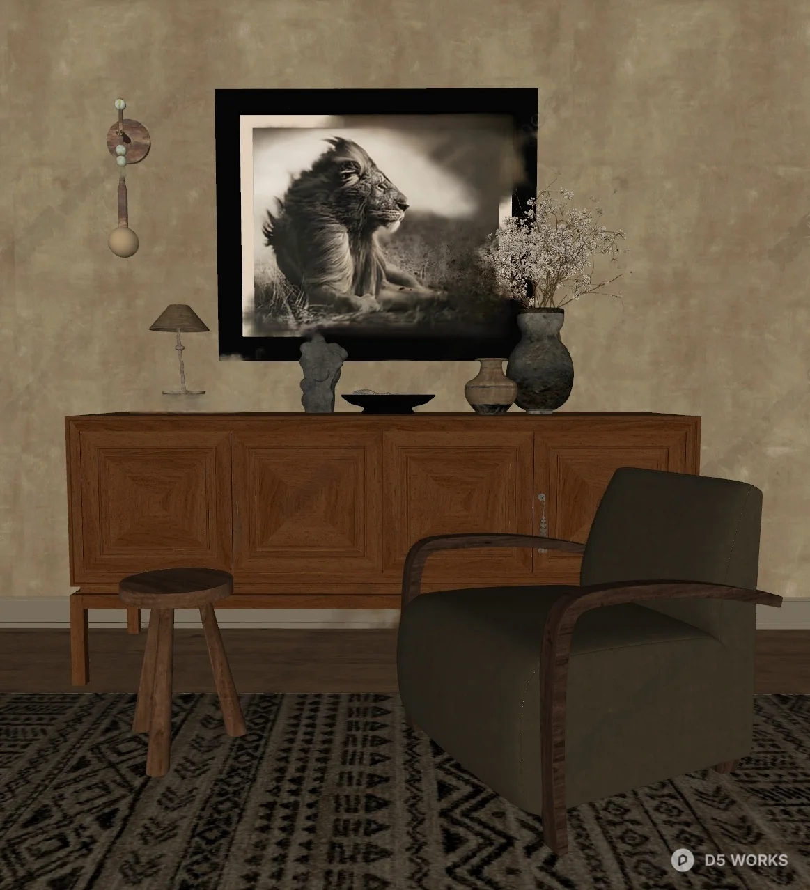 Mid Century Modern Sideboard 3d model thumbnail 2