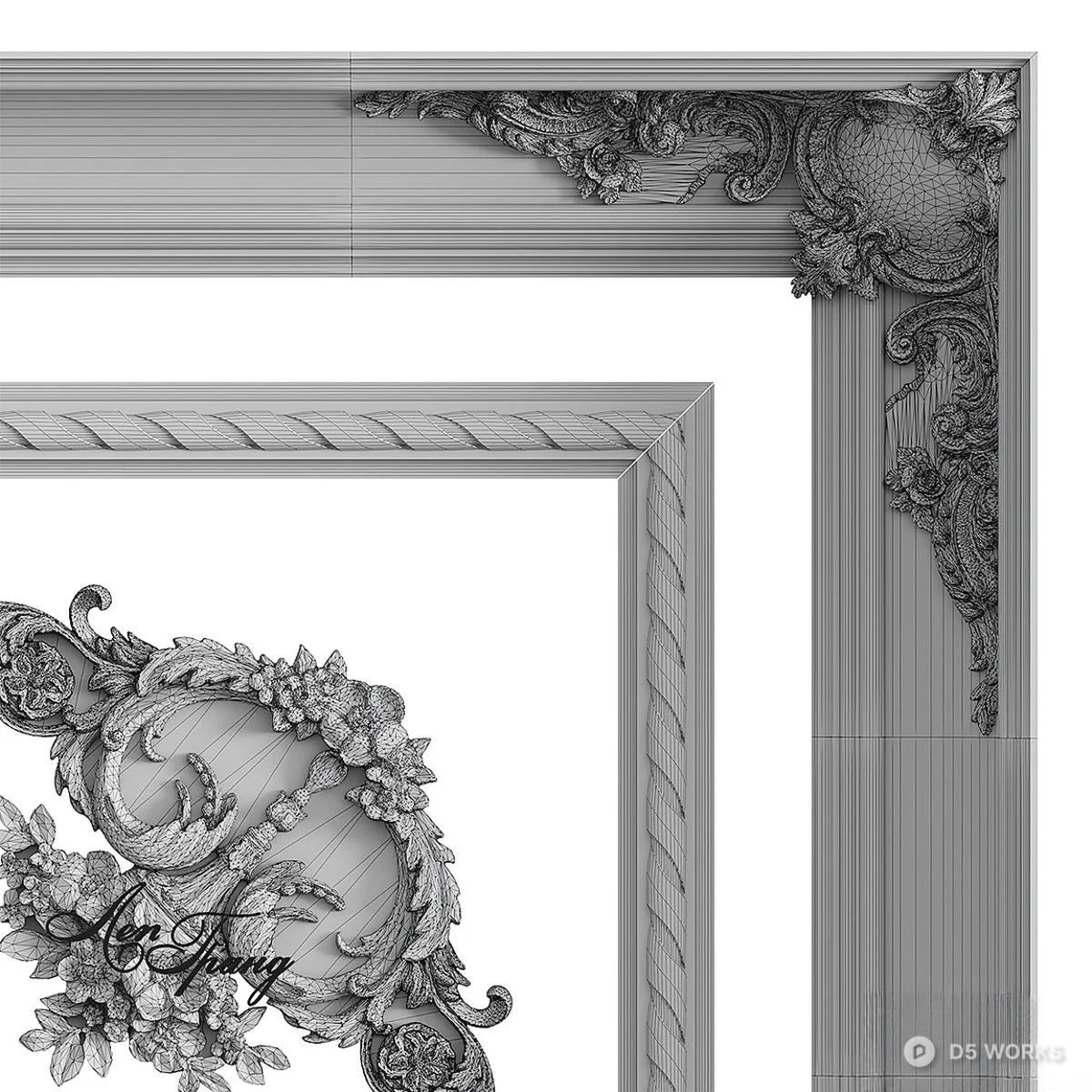 Ornate Ceiling Medallion 3d model thumbnail 2