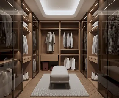 Minimalist Walk-In Closet With Integrated Lighting 3d model