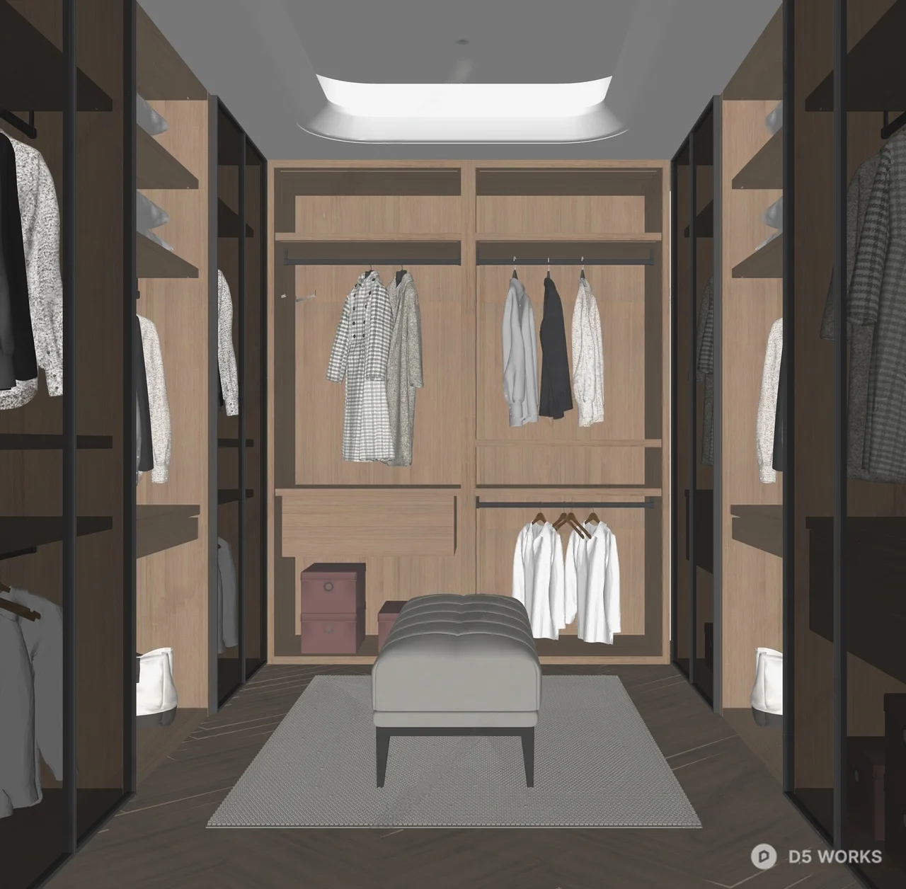 Minimalist Walk-In Closet With Integrated Lighting 3d model thumbnail 2