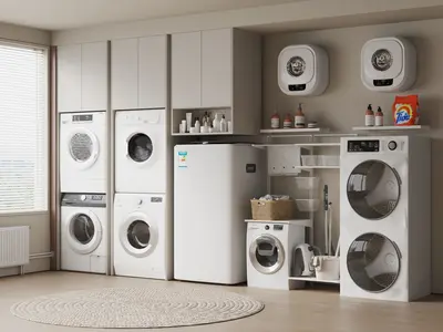 Laundry Room with Integrated Appliances 3d model