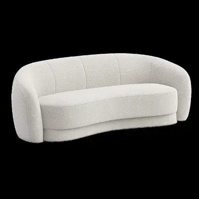 Curved Bouclé Three Seater Sofa 3d model