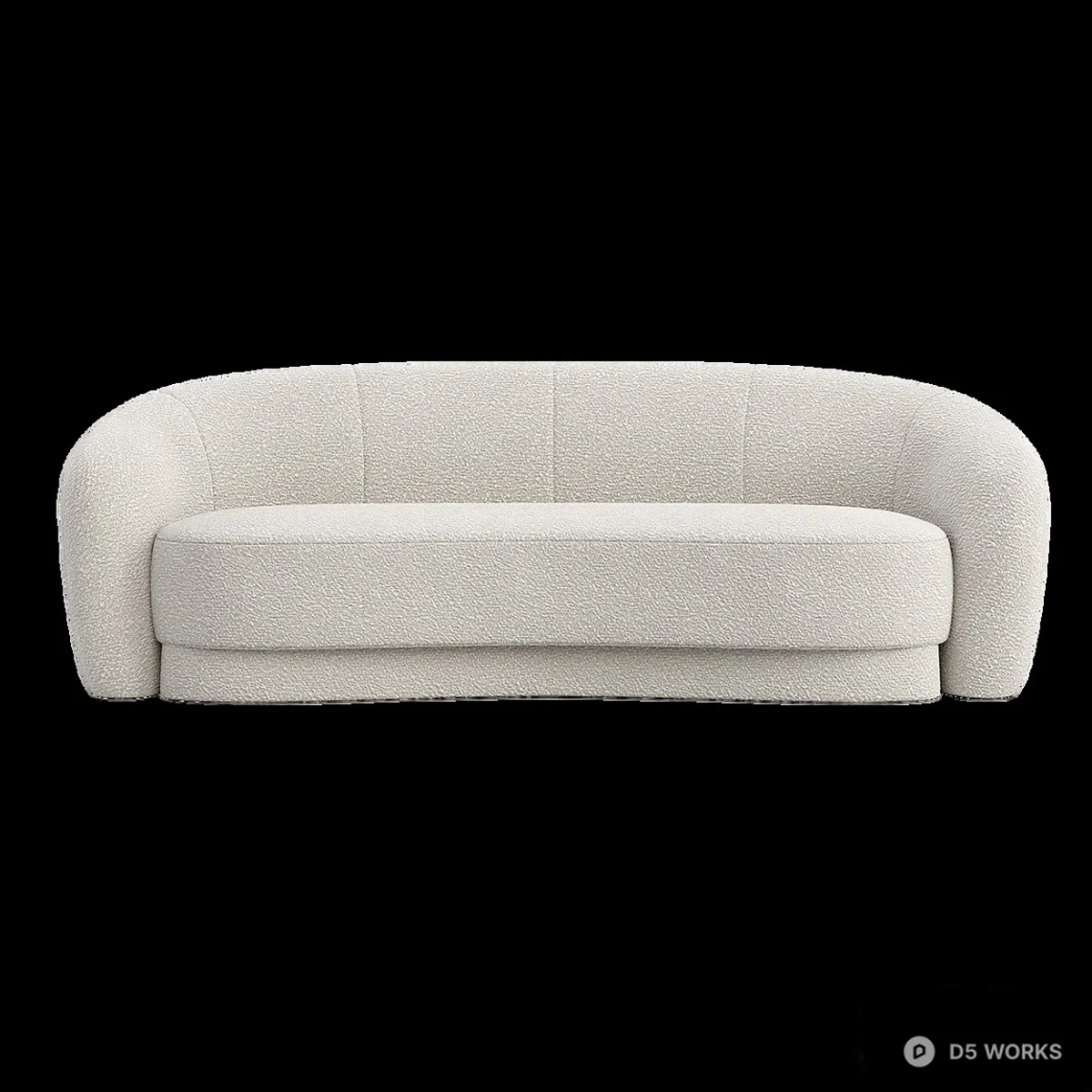Curved Bouclé Three Seater Sofa 3d model thumbnail 2