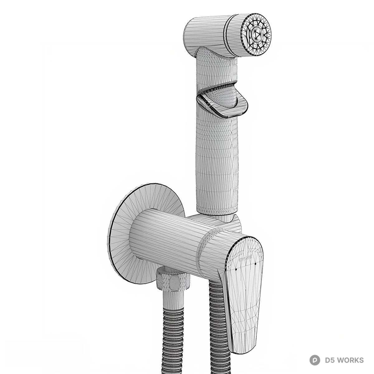 Chrome Bidet Sprayer Faucet 3d model thumbnail 2