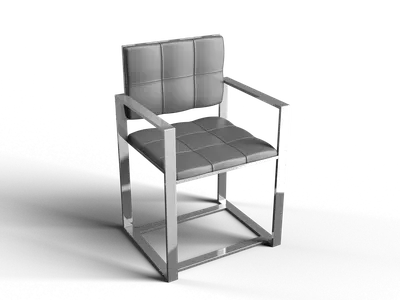 Minimalist Metal Frame Armchair 3d model