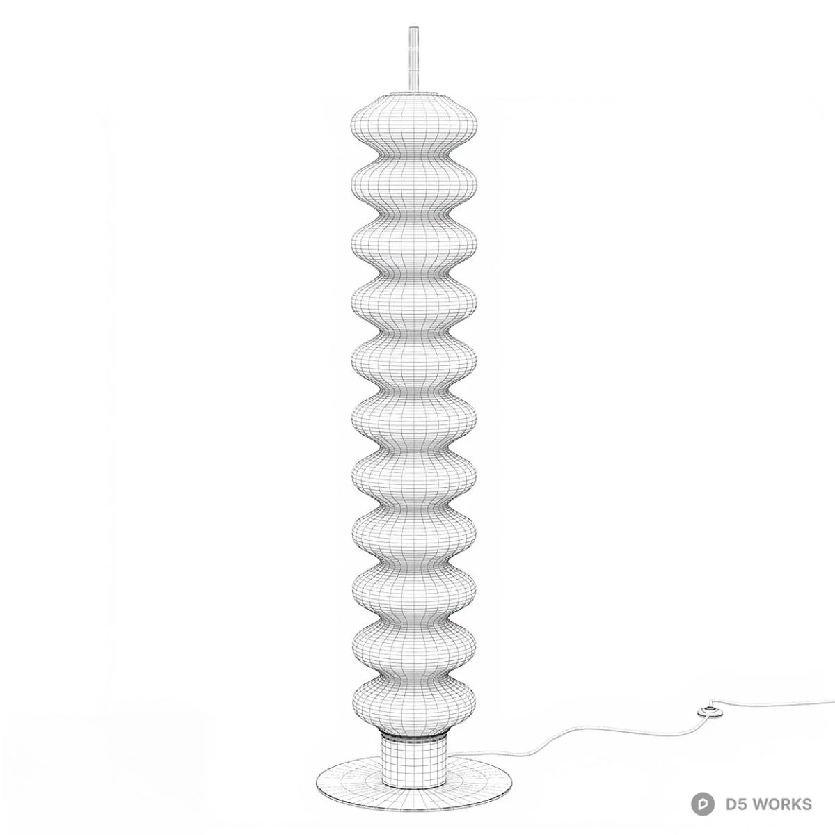 Ripple Glass Floor Lamp With Brass Base 3d model thumbnail 2