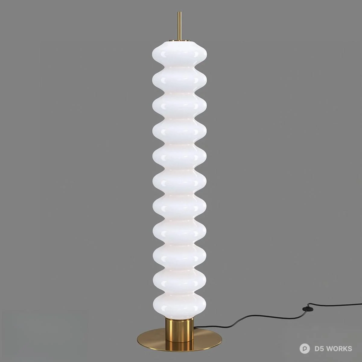 Ripple Glass Floor Lamp With Brass Base 3d model - Image 1