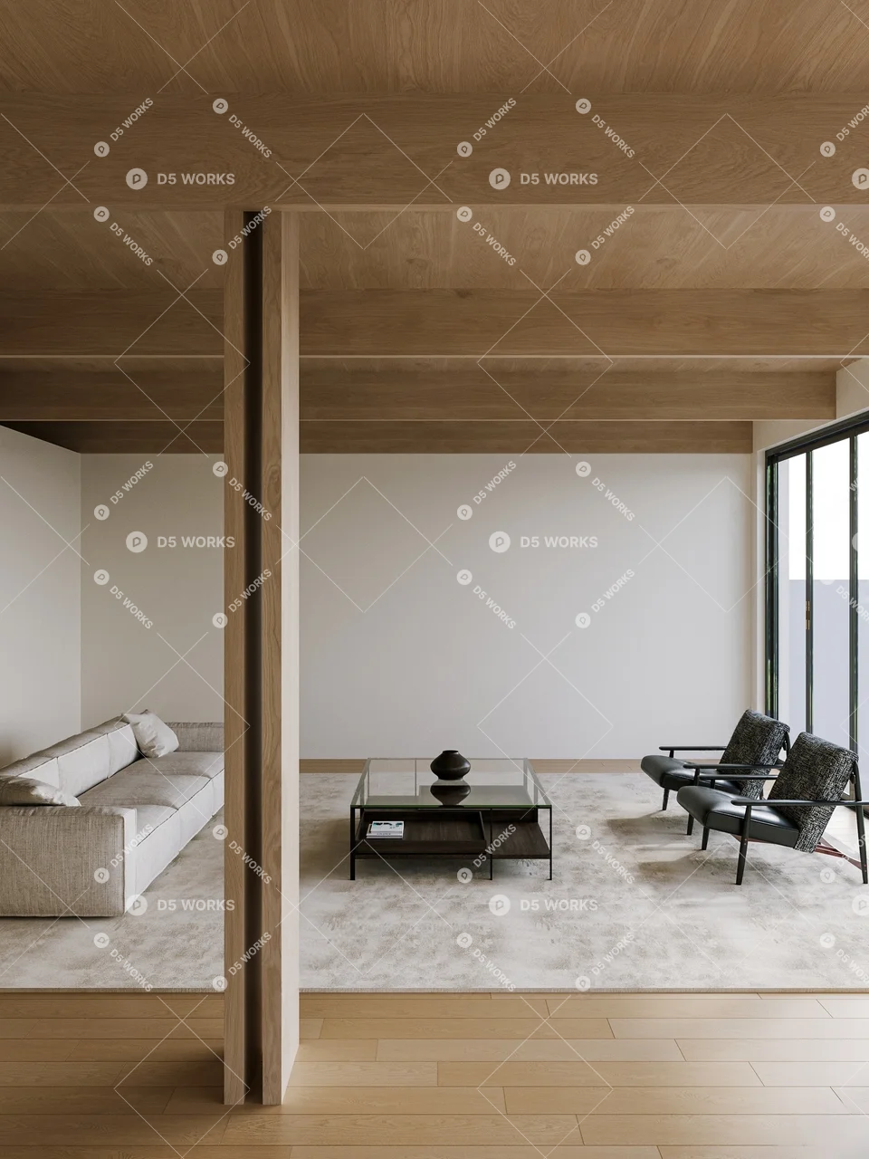 Contemporary Living & Dining Room 3d model thumbnail 4