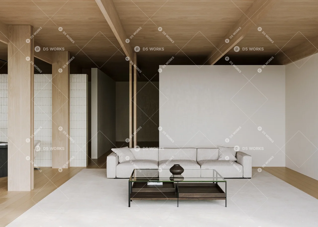 Contemporary Living & Dining Room 3d model thumbnail 3