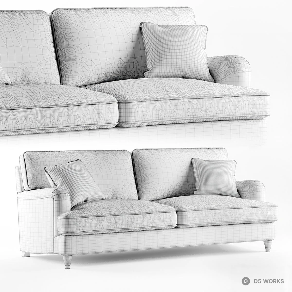 Minimalist Upholstered Three Seater Sofa 3d model thumbnail 3