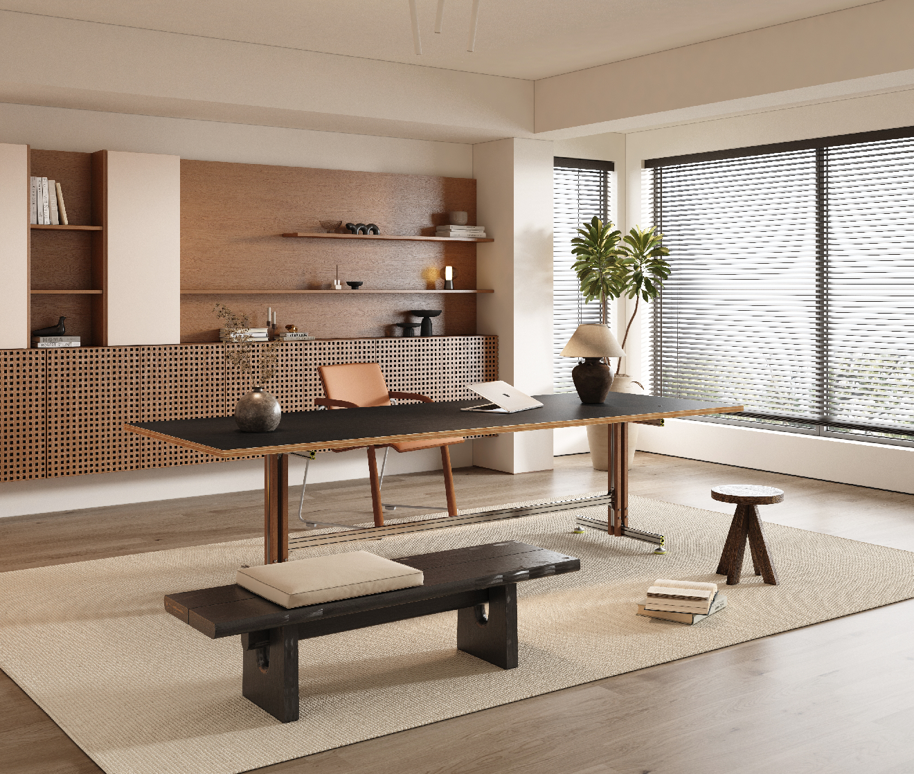 Mid-Century Modern Study Room