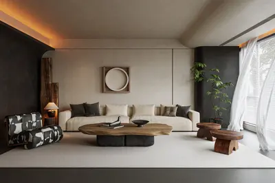 Minimalist Living Room with Warm Lighting 3d model