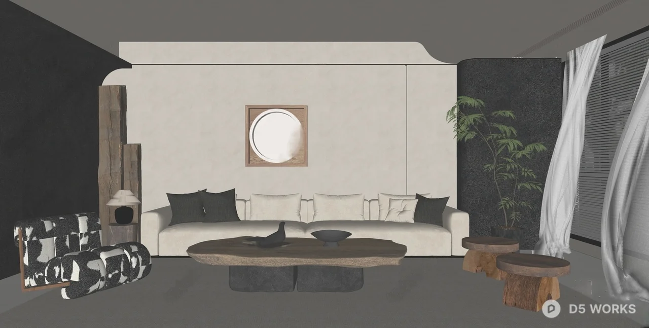 Minimalist Living Room with Warm Lighting 3d model thumbnail 2